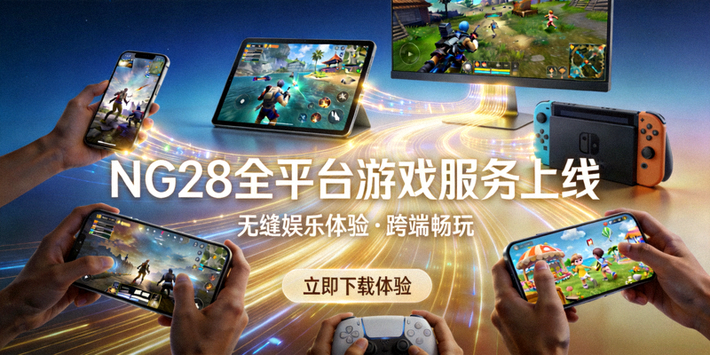 NG28全平台游戏服务上线宣传图，展示无缝娱乐体验场景