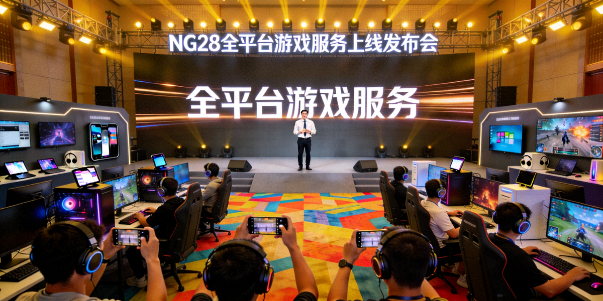 NG28全平台游戏服务上线发布会现场盛况，展示多平台游戏体验场景