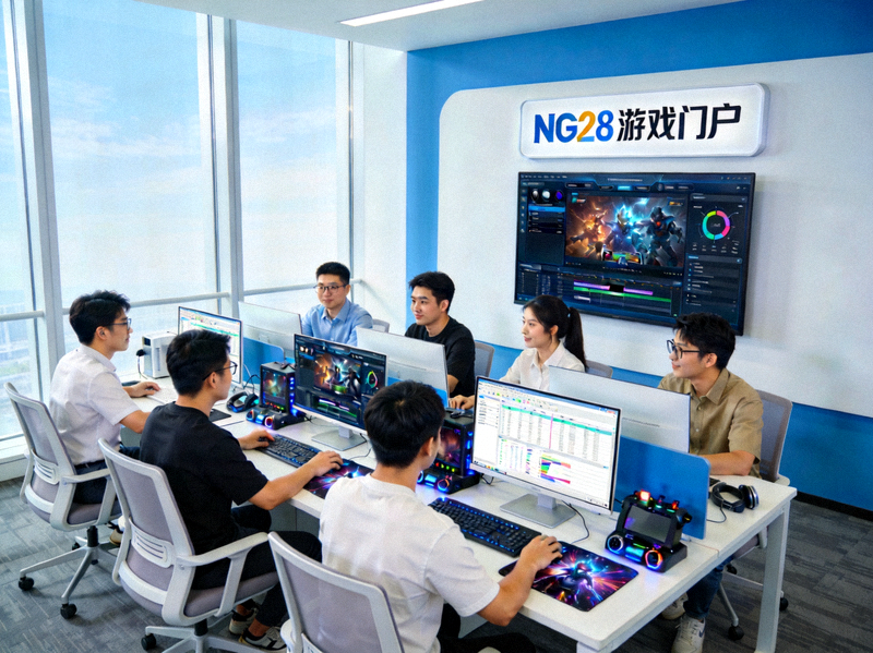 NG28游戏门户团队工作场景，展示专业游戏运营环境